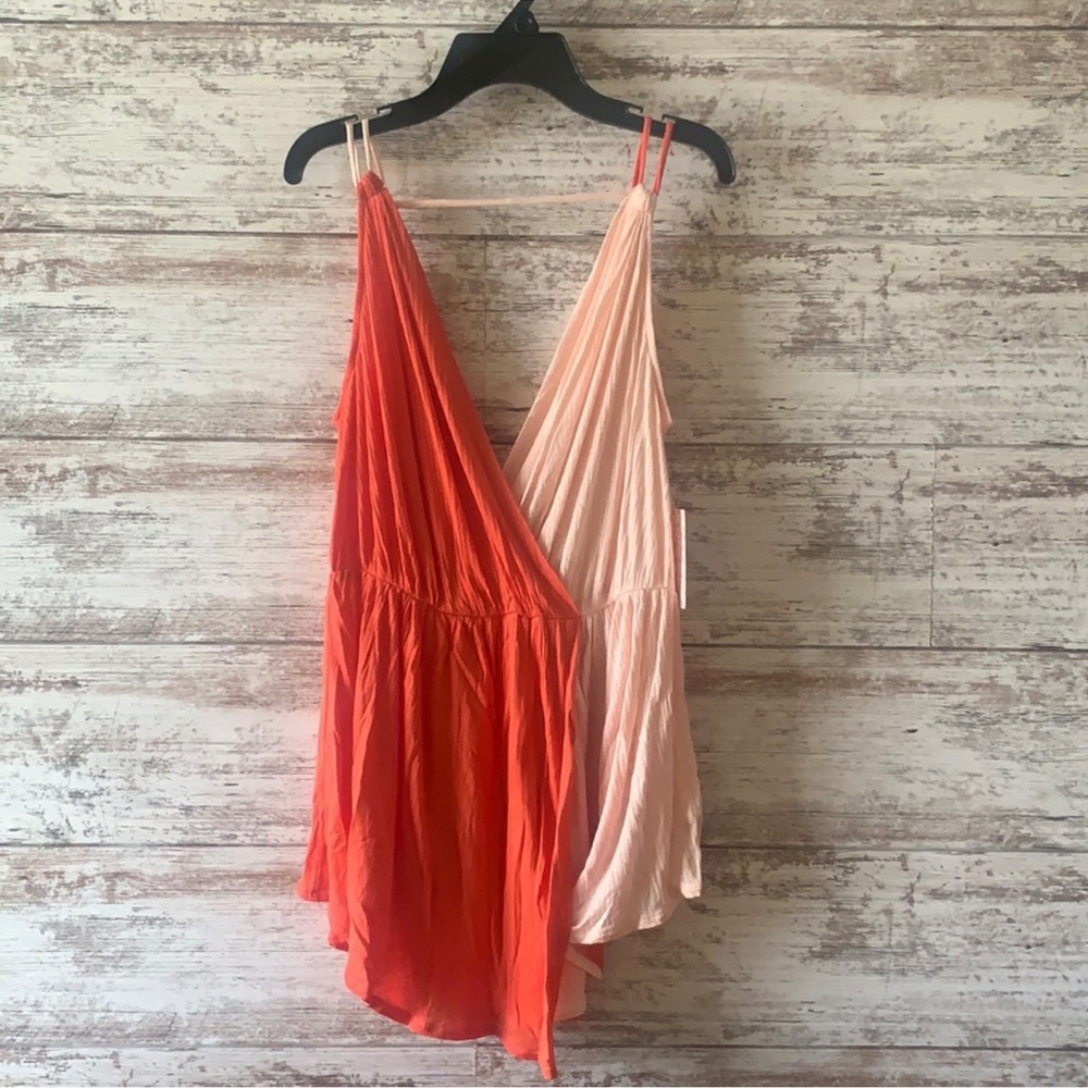 Free People NWOT Orange and Cream Tank Top Tunic